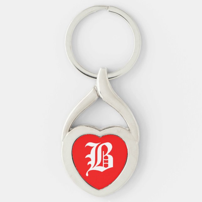 "B" Red Heart Keychain (Front)