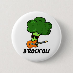 B-Rock-Oli Cute Rocker Broccoli Pun 6 Cm Round Badge
