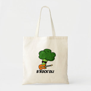 B-Rock-Oli Cute Rocker Broccoli Pun Tote Bag
