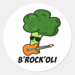 B-Rock-Oli Funny Rocker Broccoli Pun  Classic Round Sticker