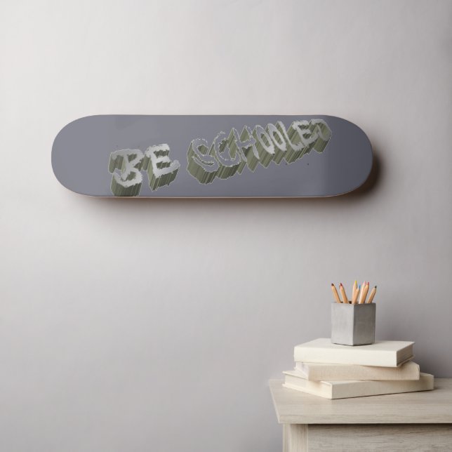 B Schooled Grey-white  Skateboard (Wall Art (Horz))