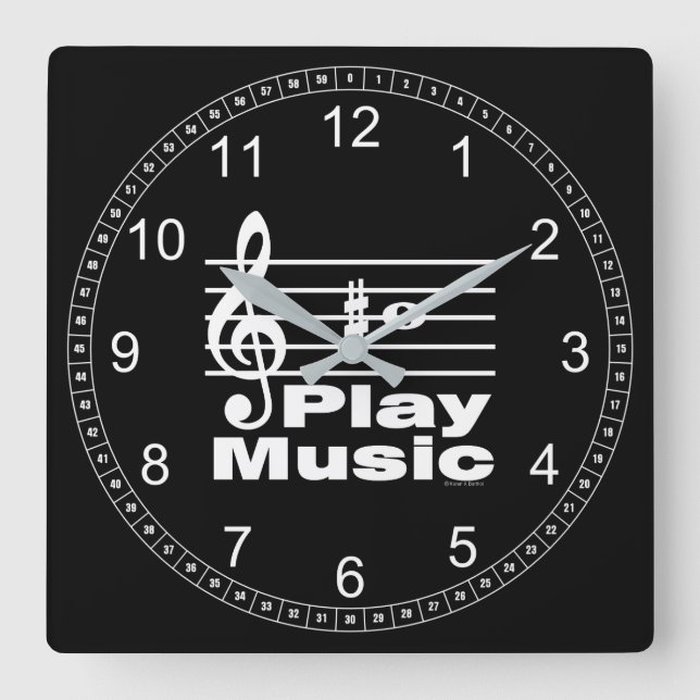 B Sharp Musical Notation Square Wall Clock (Front)