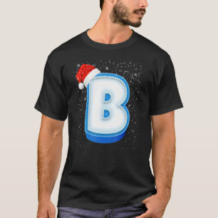B Snowy Capital Christmas Monogram Alphabet Letter T-Shirt