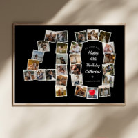B & W 40th Birthday 40 Years Photo Collage Post