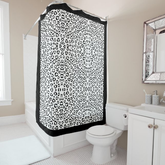 B&W Animal Print Shower Curtain (In Situ)