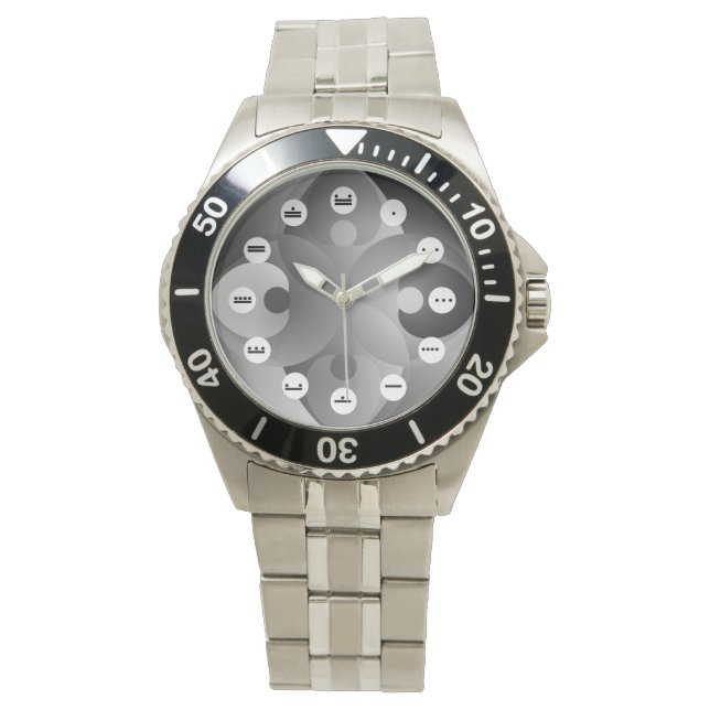 B/W Balance (Mayan Face) by Kenneth Yoncich Watch (Front)