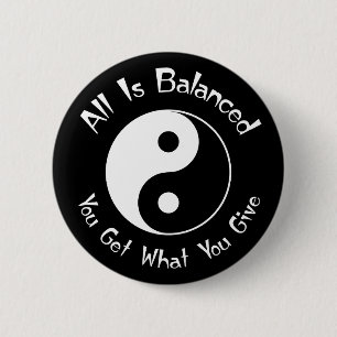 B & W Balance Yin Yang Button