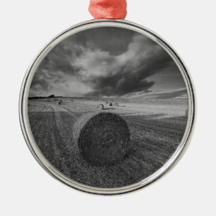 B&W Barley Field Metal Tree Decoration