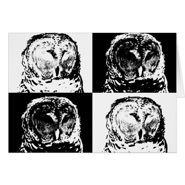 B/W Barred Owl Pop Art (Front Horizontal)