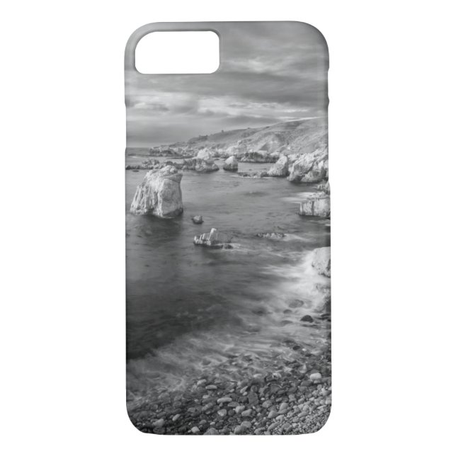 B&W beach coastline, California Case-Mate iPhone Case (Back)