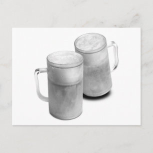 B/W Beer Mugs Postcard
