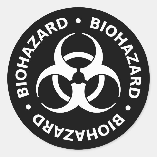 B&W Biohazard Warning Sticker (Front)