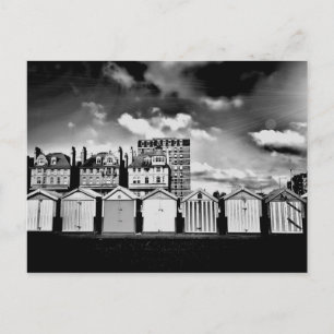 B&W Brighton Beach Huts Postcard