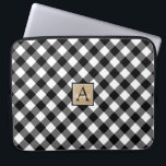 B&W Buffalo Check | Brown | Monogram and Name Laptop Sleeve<br><div class="desc">Personalise this black and white buffalo check plaid case with a monogram and/or a first or last name. The name is optional... simply delete the sample text to leave the name area blank for a monogram only design). The font style, size and colour can be changed if desired. Contact the...</div>