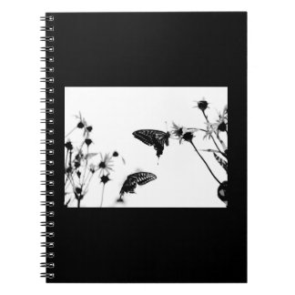 B/W Butterfly on a Flower 6.5x8.75 Spiral Notebook