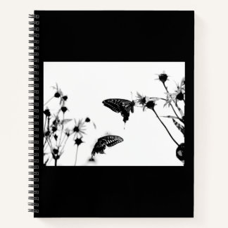 B/W Butterfly on a Flower 8.5x11 Spiral Notebook