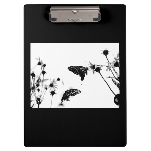 B/W Butterfly on a Flower Clipboard (Front)