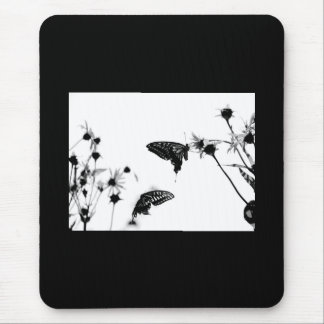 B/W Butterfly on a Flower  Mouse Pad