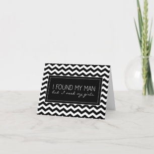 B&W Chevron Stripe Maid of Honour Request Card