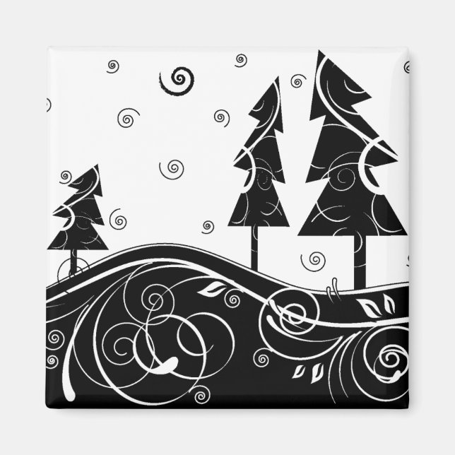 b&w Christmas trees Magnet (Front)