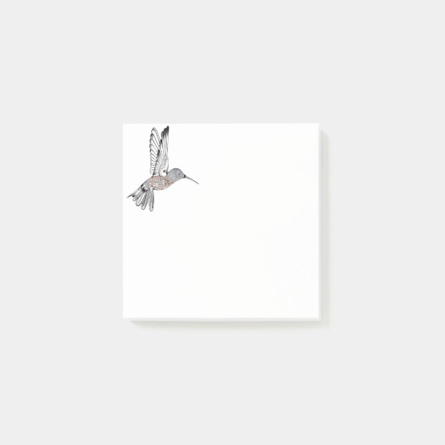 B + W Colourized Hummingbird Post-it Notes (Front)
