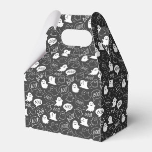 B&W Cute Doodle Halloween Pattern Favour Box