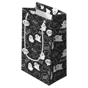 B&W Cute Doodle Halloween Pattern Small Gift Bag