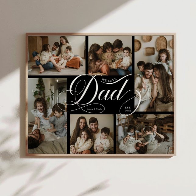 B & W Dad Script Typography 6 Photo Collage Poster (Creator Uploaded)