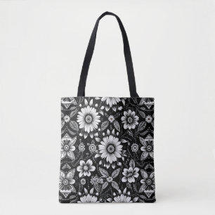 B&W Daisy Dose Tote Bag