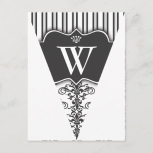 B&W Damask Party Flag Bunting Banner Postcard
