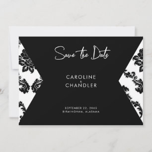 B/W Damask Photo Wedding Save The Date