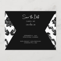B/W Damask Photo Wedding Save The Date