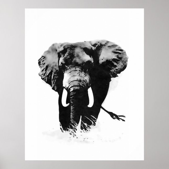 B&W Elephant Posters Prints (Front)