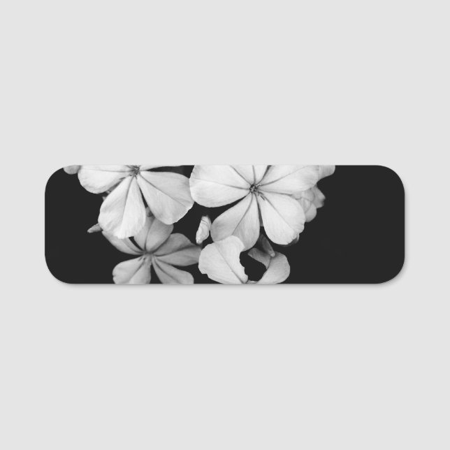 b&w floral bokeh name tag (Front)