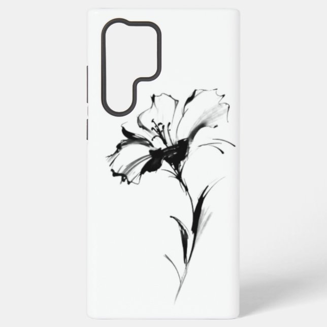 B&W Flower Samsung Galaxy S22 Ultra Case (Back)