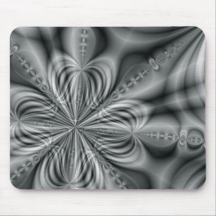 B&W Fractal Star Mouse Pad