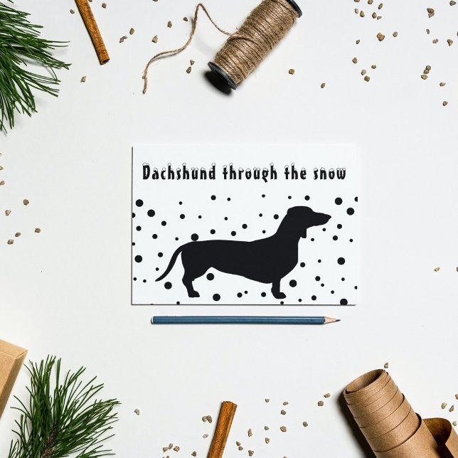 B&W Funny | Dachshund Through The Snow | Holiday Card (B&W Funny | Dachshund Through The Snow | Holiday Postcard)