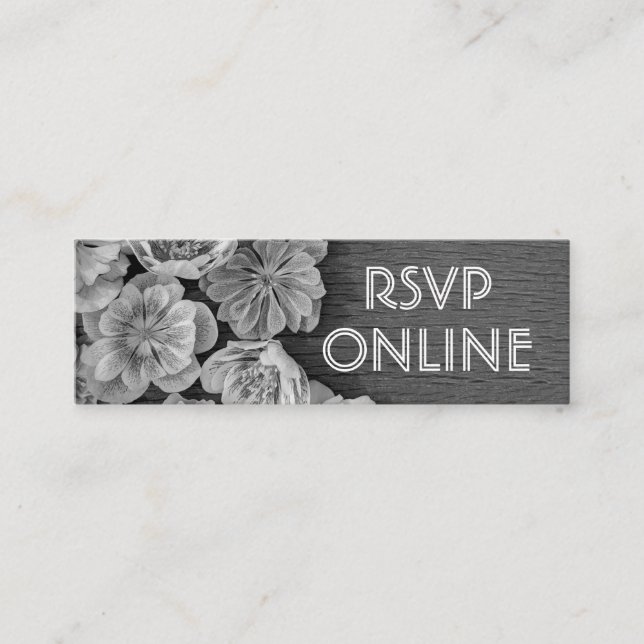 B & W Garden Hellebore Mini Web RSVP Card (Front)