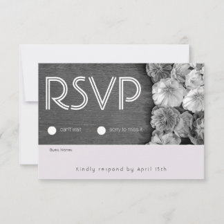 B & W Garden Hellebore Wood RSVP Card