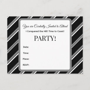 B&W I Conquered the Hill! DS Party Invitation Postcard