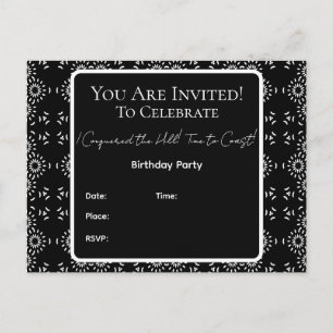B&W I Conquered the Hill! MT Party Invitation Postcard