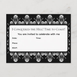 B&W I Conquered the Hill! TOHS Party Invitation Postcard