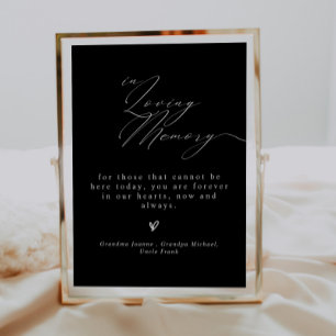 B & W Minimalist In Loving Memory Wedding Sign