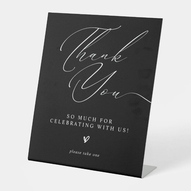 B & W Minimalist Thank You Wedding Favors Sign (Front)