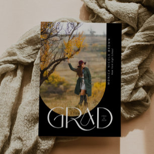 B&W Modern Arch Minimalist Photo Graduation Party Invitation