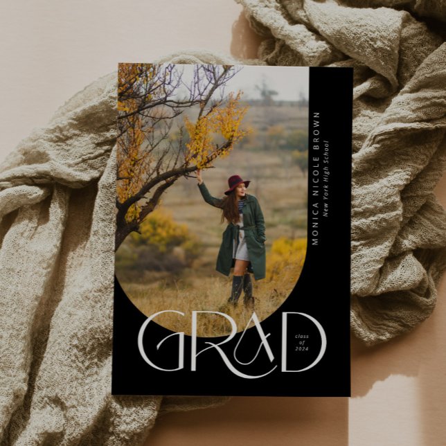 B&W Modern Arch Minimalist Photo Graduation Party Invitation (Creator Uploaded)