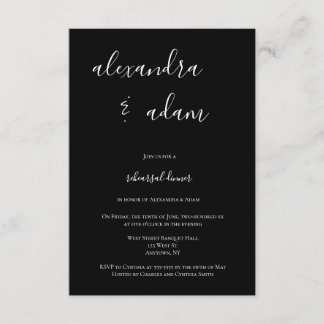 B&W modern elegant rehearsal dinner invitations
