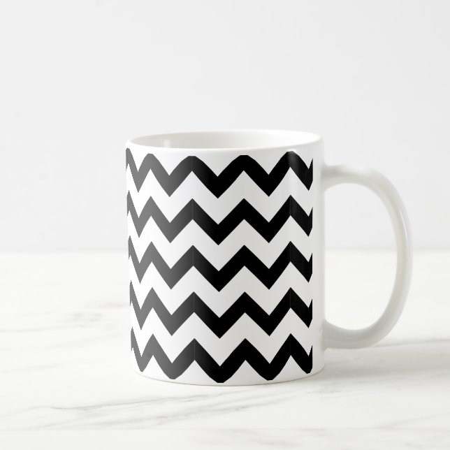B&W Mug, black chevron on white Coffee Mug (Right)