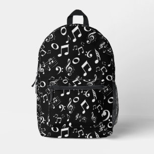 B&W Musical Printed Backpack