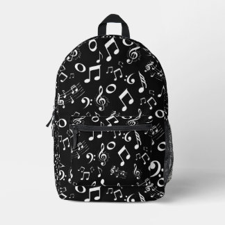 B&W Musical Printed Backpack